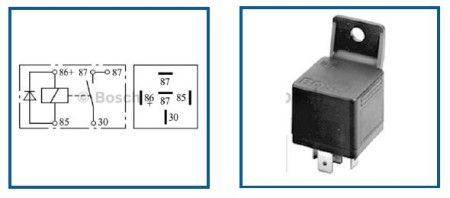 BOSCH RELE MINI 12V 30A DIODI 5-NAP. &quot;NORMAL OPEN&quot; PITIMELLÄ 0332019155