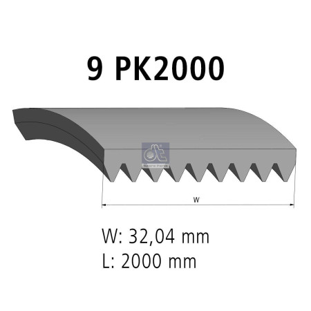 MULTIRIBBED BELT 9 PK 2000 MM 4.80702