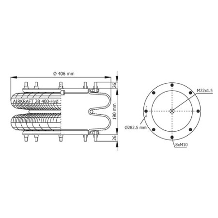 AIRKRAFT NOSTOPALJE 16X2 KESKIR 8P M22 68-113400