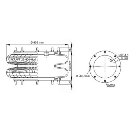 AIRKRAFT NOSTOPALJE 16X2 SIVUR 8P M22 68-113401